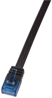 C&acirc;ble RJ-45 plat Cat5e U/UTP 2 m, noir-bleu