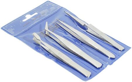 Pinces brucelles (lot de 4 pinces)