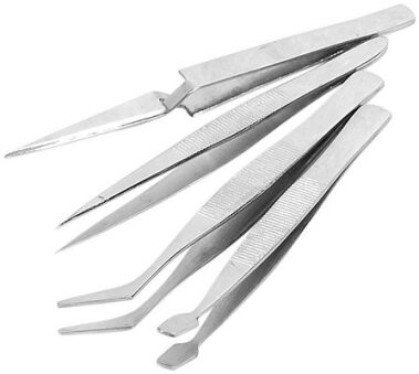Pinces brucelles (lot de 4 pinces)