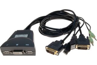 DEXLAN Switch KVM c&acirc;bles int&eacute;gr&eacute;s DVI /USB/Audio 2 ports