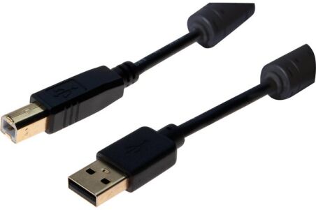 Cordon USB 2.0 type A / B avec ferrites noir - 3,0 m