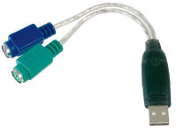 DIGITUS c&acirc;ble adaptateur USB 1.1 - 2 x PS/2, 180 mm