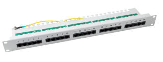 Panneau de brassage 25 x RJ45 8/4 1U RNIS, RAL9005, Cat. 3