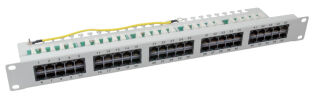 Panneau de brassage 50x RJ45 8/4 1U RNIS, RAL9005, Cat.3
