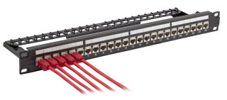 Panneau de brassage CAT.6A 24 ports 19" 1U &eacute;quip&eacute; d'un adaptateur de montage