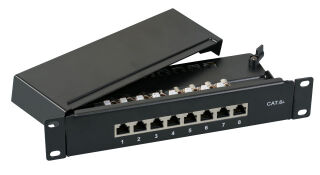 Mini-Patchpanel STP 8xRJ45 Cat.6A, 10&Ecirc; 1U, noir RAL9005