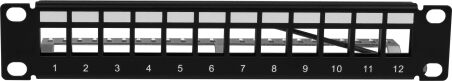 Panneau de distribution 1U 10&Ecirc; pour 12 prises Keystone, RAL9005