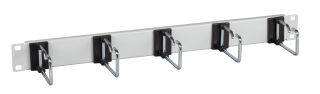Panneau de routage de c&acirc;bles 19", 1U, 5 x supports m&eacute;talliques simples de 75 mm, RAL9005