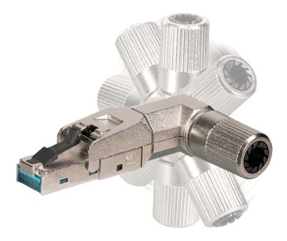 Fiche RJ45 Premium STP, Cat.6A/ClassEA, fiche de terrain, enti&egrave;rement m&eacute;tallique