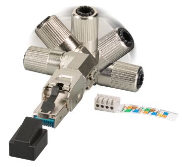 Fiche RJ45 Premium STP, Cat.6A/ClassEA, fiche de terrain, enti&egrave;rement m&eacute;tallique