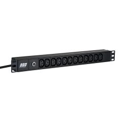 Bloc multiprises 19&Ecirc; 1U, 12 x C13 sans interrupteur, c&acirc;ble C14