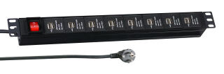 Multiprise 1U 19&Ecirc; avec 16 ports USB et interrupteur, noire