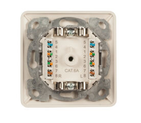 Prise de donn&eacute;es Cat.6A 500 MHz haut/bas, encastr&eacute;e, 2 x RJ45, RAL9010
