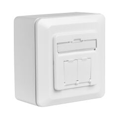 Prise de donn&eacute;es Cat.6A 500 MHz, surface, 2xRJ45, RAL9010