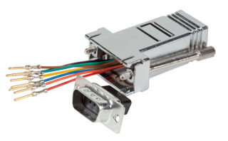 Adaptateur modulaire D-Sub09 / RJ45, bo&icirc;tier m&eacute;tallis&eacute;
