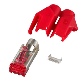 Connecteur RJ45-Hirose TM21 rouge 100 pi&egrave;ces, 3 &eacute;l&eacute;ments, Cat.6