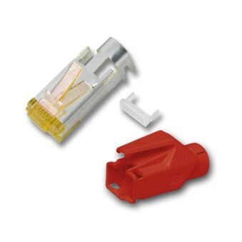 Connecteur RJ45 Hirose TM31 rouge, 100 pi&egrave;ces, 3 &eacute;l&eacute;ments, Cat.6A