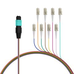Câble de dérivation MTP©(M)-LC OM3 8 fibres type B LSZH aqua 1 m