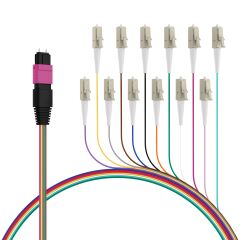 Câble de dérivation MTP©(M)-LC OM4 12 fibres Typ B LSZH erica-violet 0,4 m