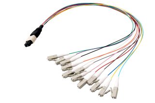 Câble de dérivation MTP©/APC(M)-LC OS2 12 fibres type B LSZH jaune 0,4 m