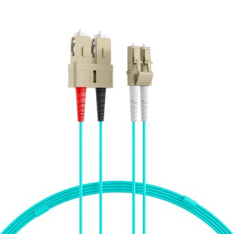 Câble de raccordement duplex LC-SC OM3 10 m LSZH 2 mm aqua