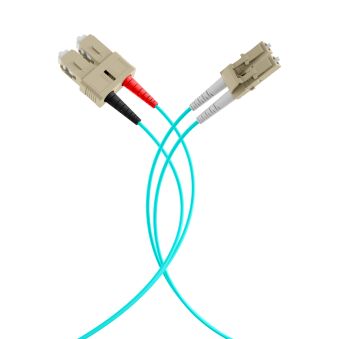 Câble de raccordement duplex LC-SC OM3 10 m LSZH 2 mm aqua