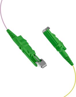 Câbles R&M Pigtail E2000Ù/APC OS2 G652D couleur, lot de 12 (2 m)