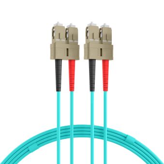Câble de raccordement duplex SC-SC OM3 15 m LSZH 3 mm aqua