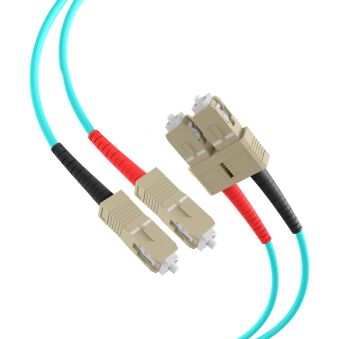 Câble de raccordement duplex SC-SC OM3 15 m LSZH 3 mm aqua