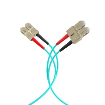 Câble de raccordement duplex SC-SC OM3 15 m LSZH 3 mm aqua