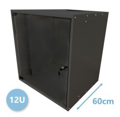 Bo&icirc;tier mural 19 pouces 12U Basic, profondeur 600 mm, 1 partie, emballage plat, RAL9005