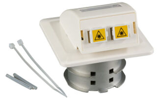 Prise de donn&eacute;es FO UP, adaptateur 2 LC-D OS2 APC avec obturateur, maintien d'&eacute;pissure int&eacute;gr&eacute;
