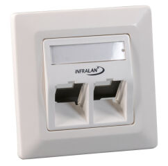 Cadre INFRALAN&copy; 2 ports FO, RAL9010 pour 2xSC-Simplex / 2xLC-Duplex