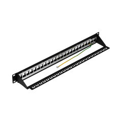 Panneau de distribution 19" 1U, 24 ports, noir RAL9005