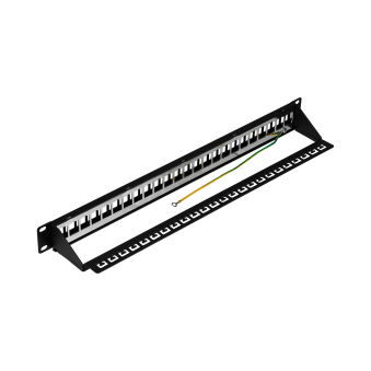 Panneau de distribution 19" 1U, 24 ports, noir RAL9005