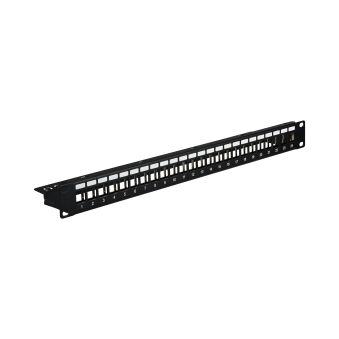 Panneau de distribution 19" 1U, 24 ports, noir RAL9005