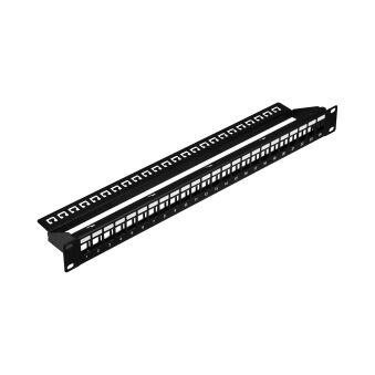 Panneau de distribution 19" 1U, 24 ports, noir RAL9005