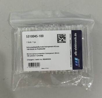 Protection d'épissure rétractable transparente 45mm 100 pièces en poly-sac