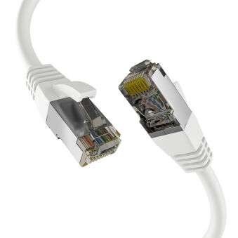 Câble de raccordement RJ45 CAT8.1 BLANC 15 m S/FTP PIMF LSZH 2000 MHz 40 Go Câble réseau