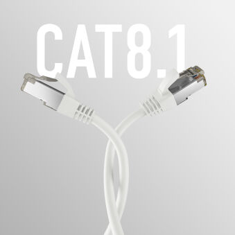 Câble de raccordement RJ45 CAT8.1 BLANC 5 m S/FTP PIMF LSZH 2000 MHz 40 Go Câble réseau