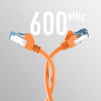 C&acirc;ble de raccordement RJ45 CAT7 C&acirc;ble brut ORANGE 1,5 m C&acirc;ble r&eacute;seau S/FTP PIMF LAN DSL