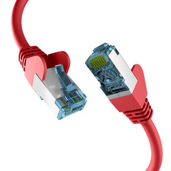 Câble de raccordement RJ45 CAT7 Câble brut ROUGE 0,5 m Câble réseau S/FTP PIMF LAN DSL