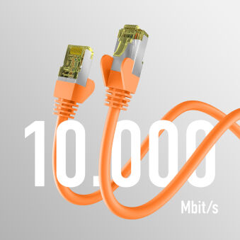 Câble de raccordement CAT6a ORANGE 20 m Câble réseau S/FTP PIMF RJ45 Ethernet LAN DSL