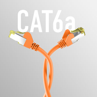 Câble de raccordement CAT6a ORANGE 20 m Câble réseau S/FTP PIMF RJ45 Ethernet LAN DSL