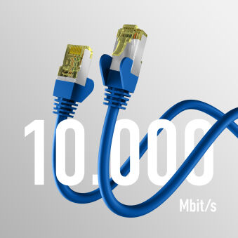 Câble de raccordement CAT6a BLEU 15 m Câble réseau S/FTP PIMF RJ45 Ethernet LAN DSL