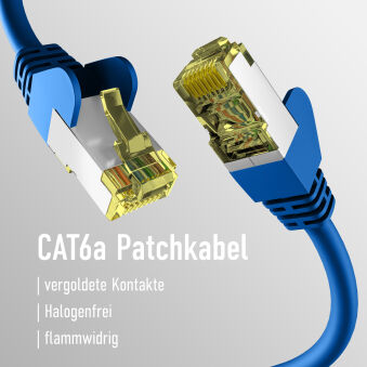 Câble de raccordement CAT6a BLEU 15 m Câble réseau S/FTP PIMF RJ45 Ethernet LAN DSL